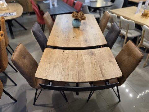 Stół industrialny rozkładany ASPEN 200-278 cm, blat lity dąb, noga pająk Stół industrialny rozkładany ASPEN 200-278 cm, blat lity dąb, noga pająk