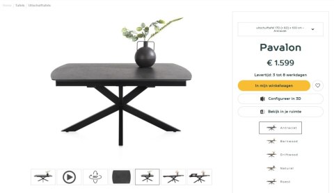 [na zamówienie] Duży stół rozkładany Pavalon 170-230x100 cm na centralnej nodze, blat Primo Laminato (HPL) antracyt