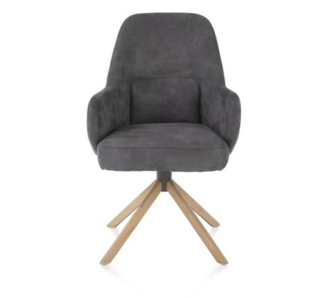 [na zamówienie] Fotel obrotowy Melle, mikrofibra Calabria - Antracyt/ drewniana podstawa