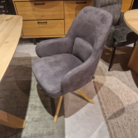 [na zamówienie] Fotel obrotowy Melle, mikrofibra Calabria - Antracyt/ drewniana podstawa