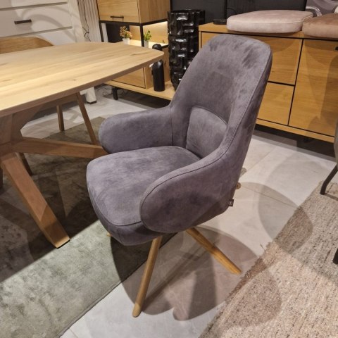 [na zamówienie] Fotel obrotowy Melle, mikrofibra Calabria - Antracyt/ drewniana podstawa