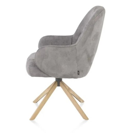 [na zamówienie] Fotel obrotowy Melle, mikrofibra Calabria - Charcoal/ drewniana podstawa