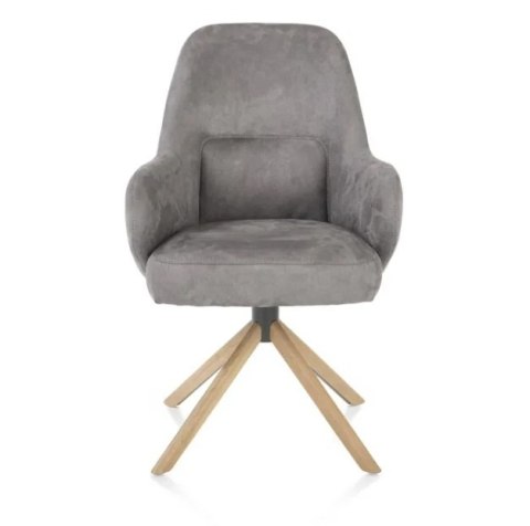 [na zamówienie] Fotel obrotowy Melle, mikrofibra Calabria - Charcoal/ drewniana podstawa
