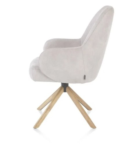 [na zamówienie] Fotel obrotowy Melle, mikrofibra Calabria - Kiesel/ podstawa drewniana