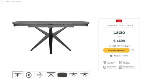 [na zamówienie] Stół Lazio Henders& Stół rozkładany z blatem caramicznym 140 x 100 cm (+ 2 x 35 cm)