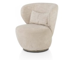 Designerski fotel wypoczynkowy SOLEE XOOON, obrotowy 360°, z poduszką lędźwiową, tkanina Luton i Cadiz, kolor kremowy