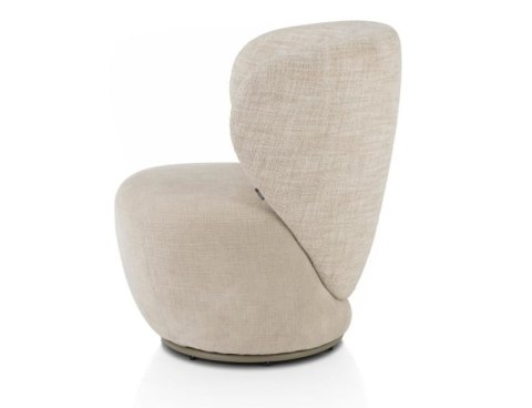 Designerski fotel wypoczynkowy SOLEE XOOON, obrotowy 360°, z poduszką lędźwiową, tkanina Luton i Cadiz, kolor kremowy Designerski fotel wypoczynkowy SOLEE XOOON, obrotowy 360°, z poduszką lędźwiową, tkanina Luton i Cadiz, kolor kremowy