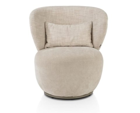 Designerski fotel wypoczynkowy SOLEE XOOON, obrotowy 360°, z poduszką lędźwiową, tkanina Luton i Cadiz, kolor kremowy Designerski fotel wypoczynkowy SOLEE XOOON, obrotowy 360°, z poduszką lędźwiową, tkanina Luton i Cadiz, kolor kremowy