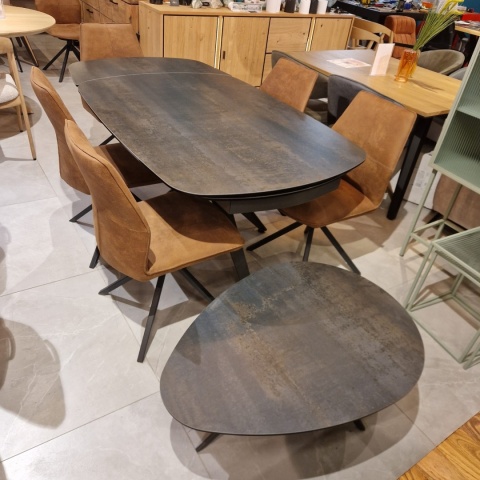 (K - od ręki) Stół Lazio Henders& Stół rozkładany z blatem caramicznym 140 x 100 cm (+ 2 x 35 cm)