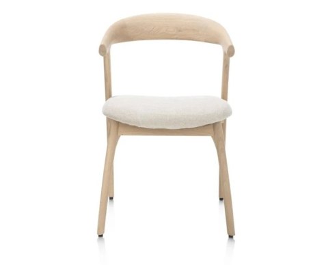 [OD RĘKI] Krzesło skandynawskie Bellami, rama z litego dębu, tkanina szenilowa Livigno - kremowy