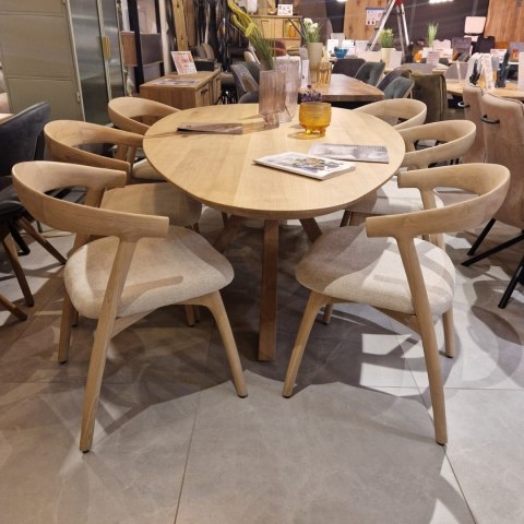 [OD RĘKI] Krzesło skandynawskie Bellami, rama z litego dębu, tkanina szenilowa Livigno - kremowy