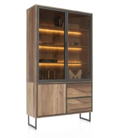 (K, defekt) Wysoka witryna industrialna TRAPANI 120x210 cm, fornir mango 'smoked', z oświetleniem LED. (K, defekt) Wysoka witryna industrialna TRAPANI 120x210 cm, fornir mango 'smoked', z oświetleniem LED.