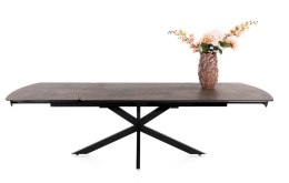 [M, od ręki DEFEKT#1] Największy stół rozkładany Pavalon 200-278x100 cm na centralnej nodze, blat Primo (HPL), kolor rdza, roest