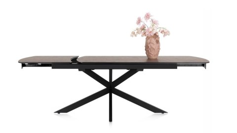 [M, od ręki DEFEKT#1] Największy stół rozkładany Pavalon 200-278x100 cm na centralnej nodze, blat Primo (HPL), kolor rdza, roest