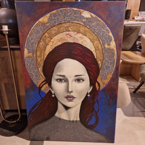 Obraz Akrylowy „Czerwona Aureola" (Modern Icon), 80x120 cm, Na Płótnie