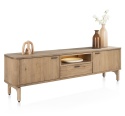 Szafka RTV ZADE 210 cm, fornir dębowy Dune, 2 drzwi, 1 szuflada, 1 nisza LED
