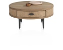 Stolik Kawowy ZADE Okrągły Ø 75 cm, fornir dębowy Dune, 1 szuflada