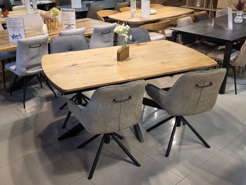 [R] Stół industrialny rozkładany ASPEN 170-230 cm, blat lity dąb, noga pająk