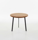 Stolik Boczny/Kawowy HALMSTAD okrągły, fornir dębowy, metalowe nogi (Xooon) Stolik Boczny/Kawowy HALMSTAD okrągły, fornir dębowy, metalowe nogi (Xooon)