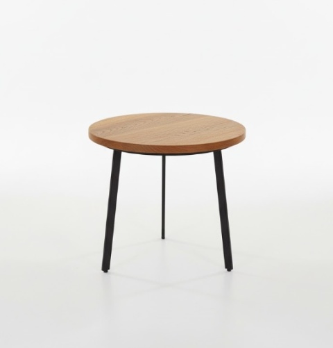 Stolik Boczny/Kawowy HALMSTAD okrągły, fornir dębowy, metalowe nogi (Xooon) Stolik Boczny/Kawowy HALMSTAD okrągły, fornir dębowy, metalowe nogi (Xooon)