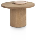 Stolik Kawowy ZADE Okrągły Ø 60 cm, fornir dębowy Dune, podstawa cylindryczna