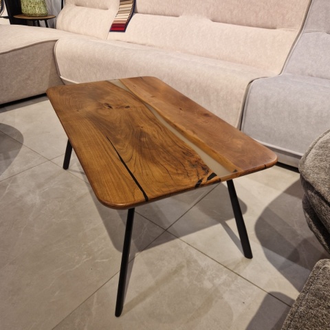 Stolik Kawowy z Litego Drewna Orzechowego z Żywicą Epoksydową 90x50 cm Stolik Kawowy z Litego Drewna Orzechowego z Żywicą Epoksydową 90x50 cm