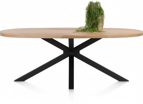 [K, od ręki] Henders & Hazel Stół Jadalniany Owalny Metalox/ Nyborg 210x110 cm, Centralna Noga Metalowa, Fornir Dąb Naturalny