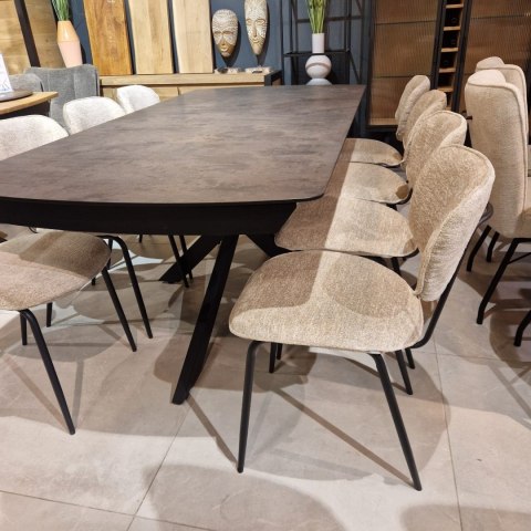 Krzesło do jadalni LEXI z wyborem tapicerki, podstawa metalowa czarna, z uchwytem