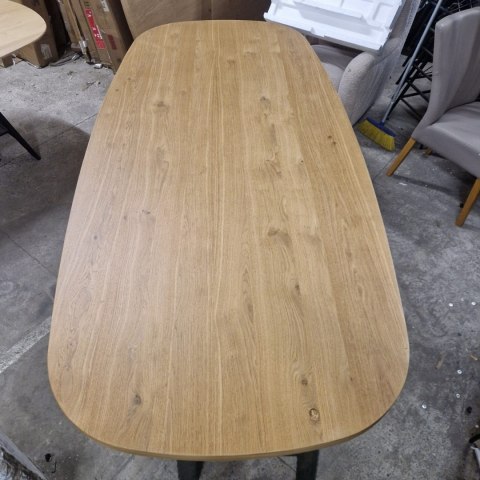 [M] Henders & Hazel Stół Jadalniany Owalny Metalox/ Nyborg 240x110 cm, Centralna Noga Drewniana, Fornir Dąb Naturalny