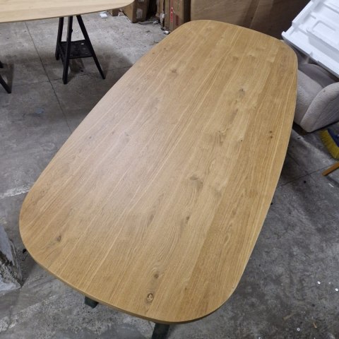 [M] Henders & Hazel Stół Jadalniany Owalny Metalox/ Nyborg 240x110 cm, Centralna Noga Drewniana, Fornir Dąb Naturalny