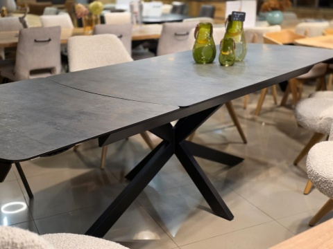 [M, od ręki DEFEKT#3] Największy stół rozkładany Pavalon 200-278x100 cm na centralnej nodze, blat Primo (HPL), kolor antracyt