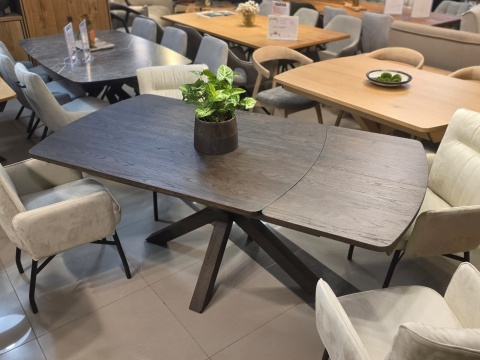 (R, od ręki) Stół rozkładany Henders & Hazel Nyon 140-190x100 cm, fornir dębowy, kolor Bazalt