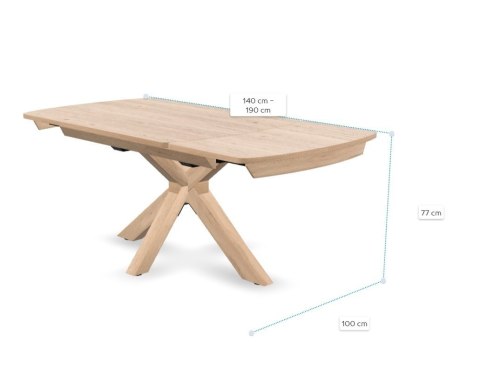 (R, od ręki) Stół rozkładany Henders & Hazel Nyon 140-190x100 cm, fornir dębowy, kolor dune natural