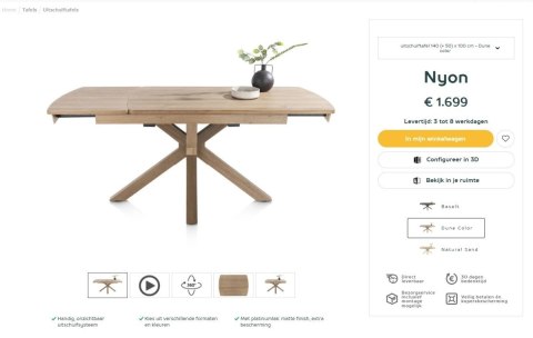 (R, od ręki) Stół rozkładany Henders & Hazel Nyon 140-190x100 cm, fornir dębowy, kolor dune natural