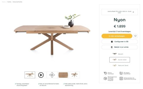 (R, od ręki) Stół rozkładany Henders & Hazel Nyon 170-230x100 cm, fornir dębowy, kolor Dune Oak/ Dąb Wydmowy