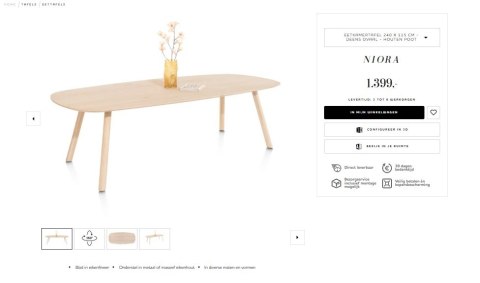 Stół Jadalniany NIORA 240x115 cm - Dąb Naturalny Fornir Nogi Dąb