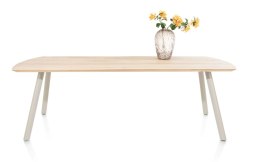 Stół do jadalni NIORA 240x100 cm, blat fornir dębowy naturalny, nogi metalowe Silk Grey