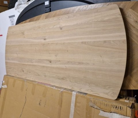 Stół do jadalni NIORA 240x100 cm, blat fornir dębowy naturalny, nogi metalowe Silk Grey