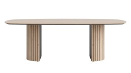 Stół do jadalni owalny Henders & Hazel Pavie 240x120 cm, fornir dębowy Natural, noga cylindryczna