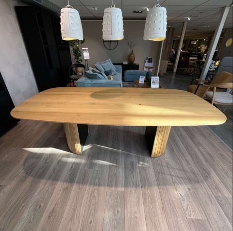 Stół do jadalni owalny Henders & Hazel Pavie 240x120 cm, fornir dębowy Natural, noga cylindryczna