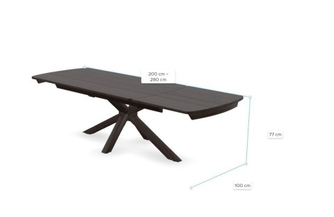 [K] Stół rozkładany Henders & Hazel Nyon 200-280x100 cm, fornir dębowy, kolor Bazalt