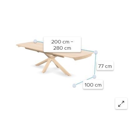 (T, od ręki) Stół rozkładany NYON Henders & Hazel 200-280x100 cm, fornir dębowy, kolor Natural Sand