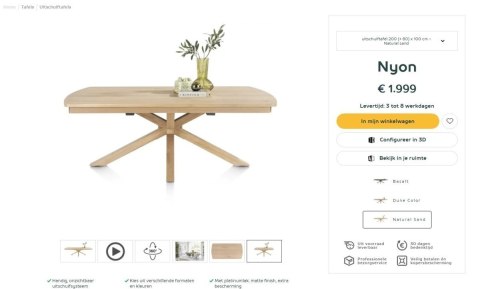 (T, od ręki) Stół rozkładany NYON Henders & Hazel 200-280x100 cm, fornir dębowy, kolor Natural Sand