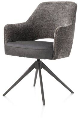 [na zamówienie] Happy@Home Fotel Jadalniany Obrotowy Brad (Antracyt, Mikrofibra Calabria & Szenila Enzo)