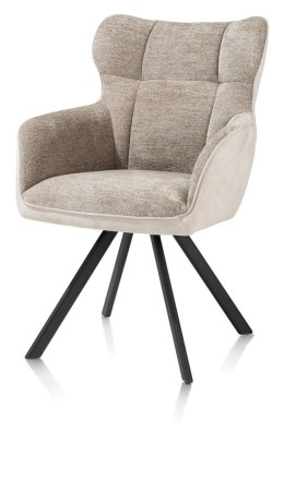 [na zamówienie] Krzesło Jadalniane Obrotowe Joah Habufa (4 Nóżki, Tapicerka Mikrofibra Calabria Champagne/Szenila Enzo)