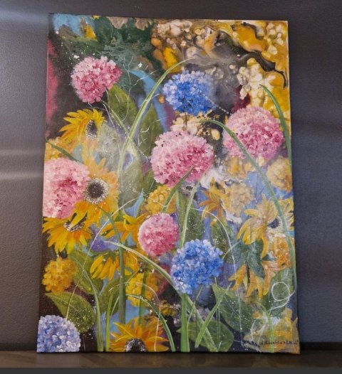 Nowoczesny obraz "Apogeum Lata" - kwiaty, słoneczniki 58x78 cm