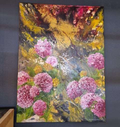 Nowoczesny obraz abstrakcyjny "Złota Nawałnica" 58x78 cm