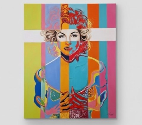 Obraz Akrylowy na Płótnie "Ikona Pop-Artu" - Fragmentaryczny Portret 120x140 cm