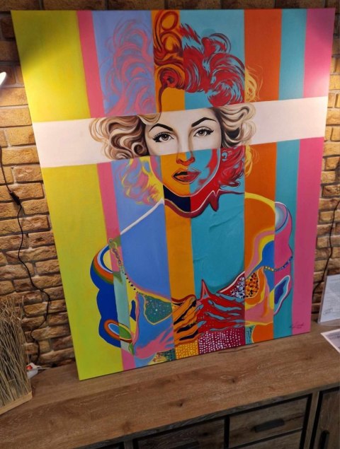 Obraz Akrylowy na Płótnie "Ikona Pop-Artu" - Fragmentaryczny Portret 120x140 cm