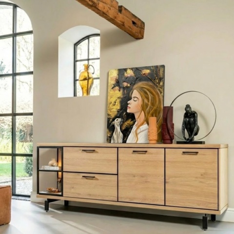 Obraz Ręcznie Malowany "Złota Więź" - Kobieta z Psem 55x75 cm